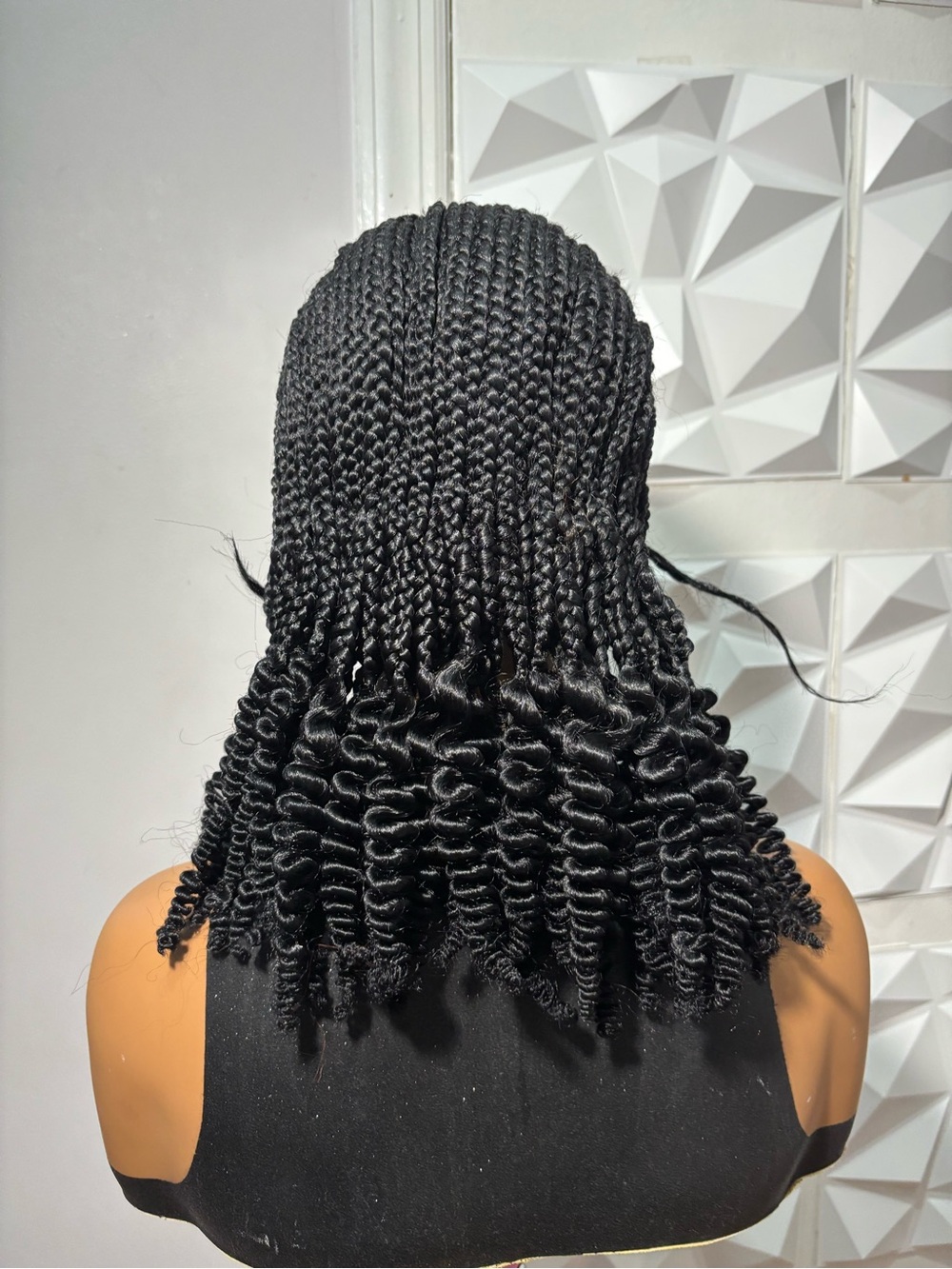Short Handmade Cornrow Braided Wig with Curly Ends | Full Lace Braided Wig
